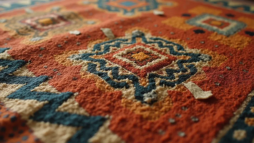 Antique Andean textile fragment with geometric patterns