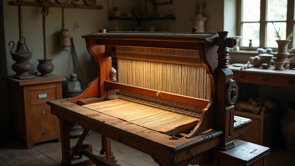 A restored antique weaving loom