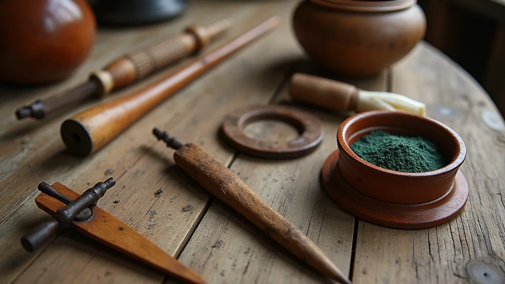 Antique weaving tools