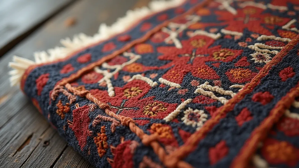 Close-up of a Caucasian rug showing intricate details