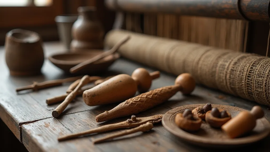 Antique Japanese silk weaving tools