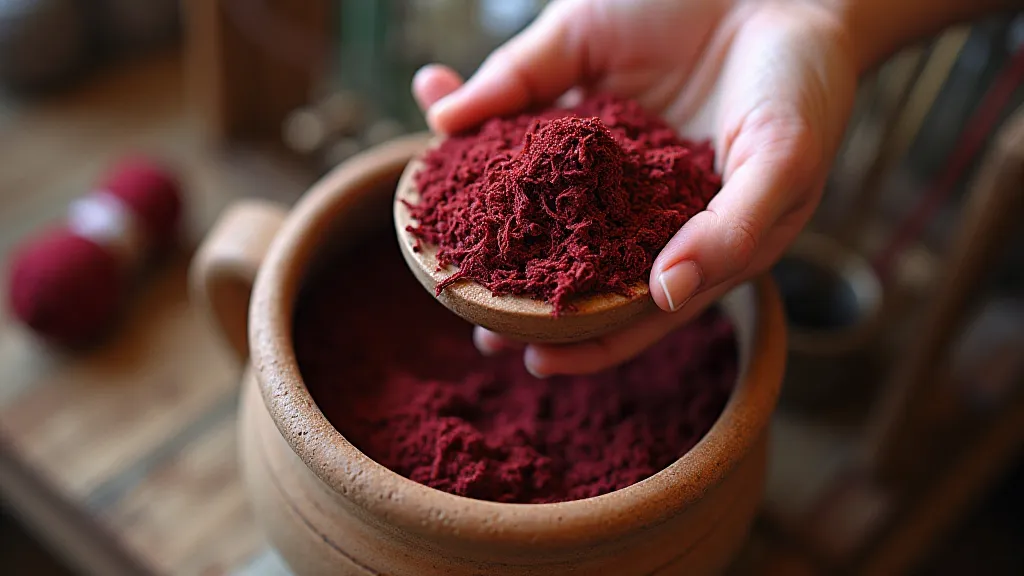 Dried madder root in a workshop
