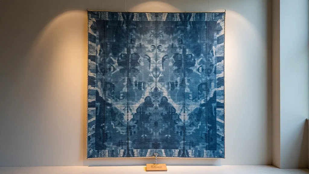 Restored antique Japanese Shibori fabric with stepped diamond motif