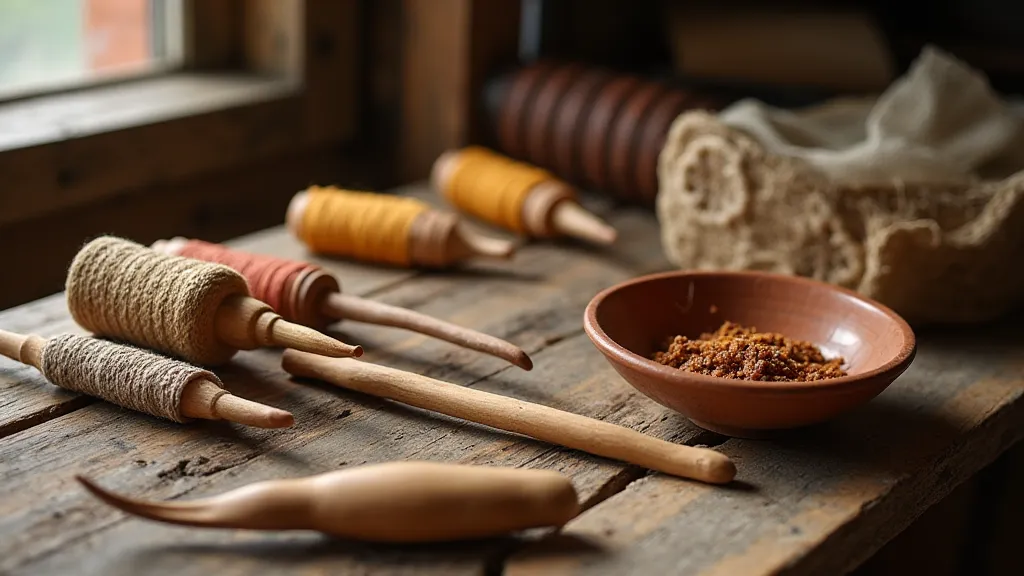 Antique weaving tools