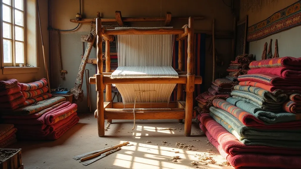 Traditional loom in a weaving workshop